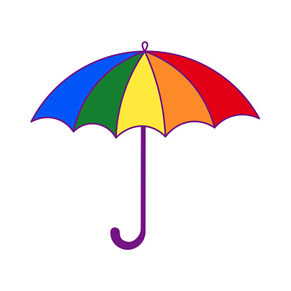 Umbrella in rainbow colors. Isolated vector illustration on white background