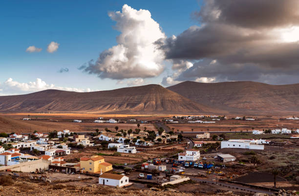 Mountain view with clouds, Villaverde, Fuerteventura, Canary Islands, Spain