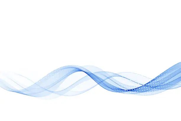 Vector illustration of Vector blue color abstract wave design element with halftone effect.