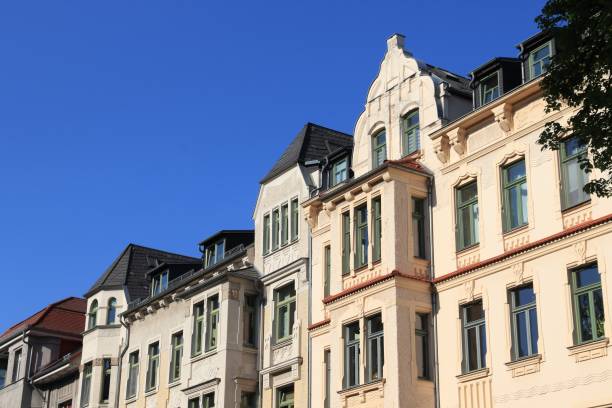 Chemnitz city, Germany. Residential architecture in East Germany. Apartment buildings of Kassberg district.