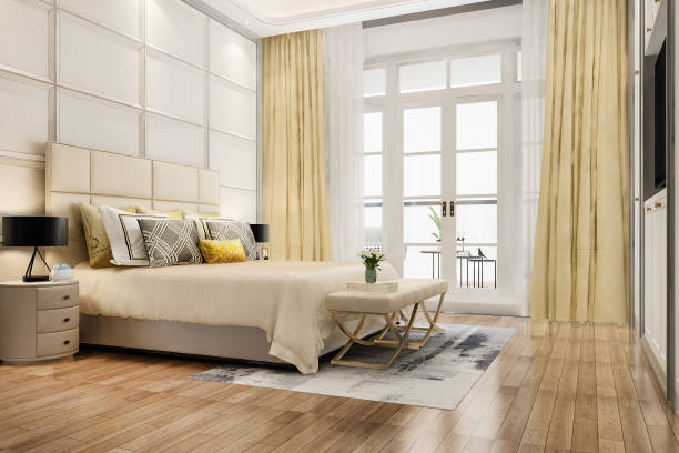 istock 3d rendering beautiful luxury bedroom suite in hotel with tv 1407112053