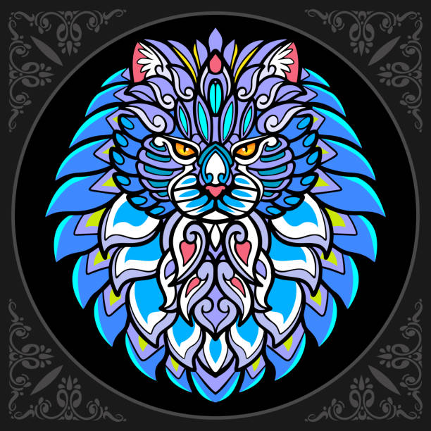 istock Colorful cute cat cartoon  arts. isolated on black background 1407113620
