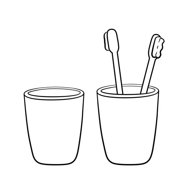 Vector illustration of Зубные щётки в стаканчике