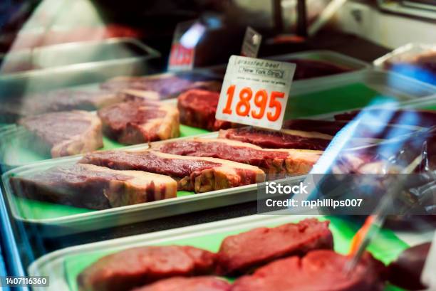 Inflation Rising Meat Prices Amish Meat Market Stock Photo - Download Image Now - Supermarket, Price Tag, Consumerism