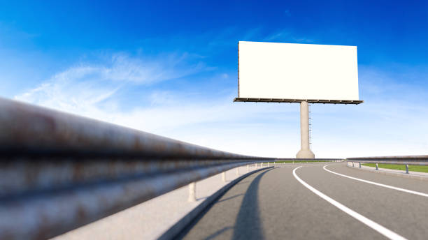 istock Mockup image of 3d rendering billboard beside highway. 1407117044
