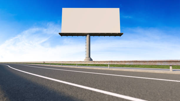 istock Mockup image of 3d rendering billboard beside highway. 1407117423