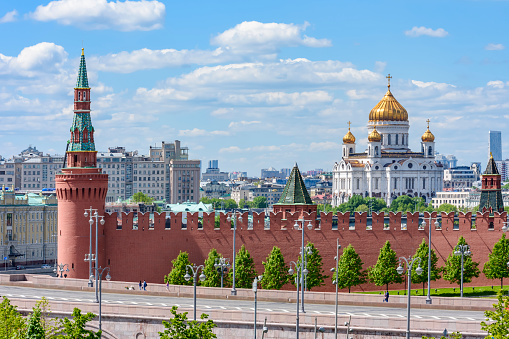 The Moscow Kremlin from the embankment. The center of Moscow, the capital of the Russian Federation.