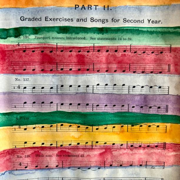 istock Watercolor Paint on Page from 19th Century Music Book 1407120419