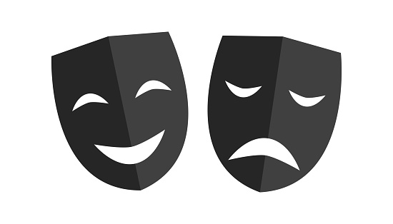 Theatrical masks. Vector illustration. stock image. EPS 10.