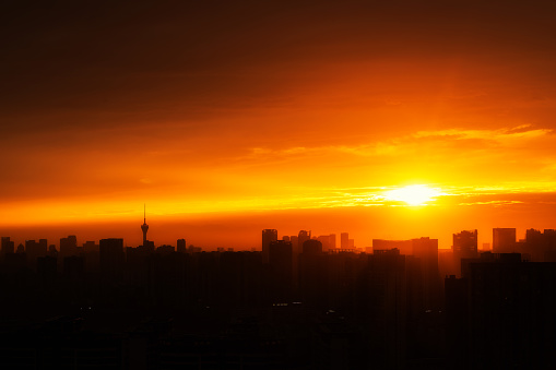 Taken on July 1, 2022, a cityscape of Chengdu, Sichuan, China, where snow-capped mountains can be photographed in good weather.