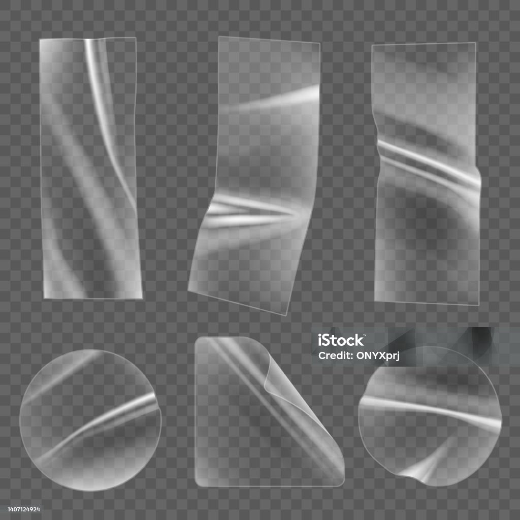Transparent Stickers Plastic Glossy Geometrical Labels Decent Vector ...