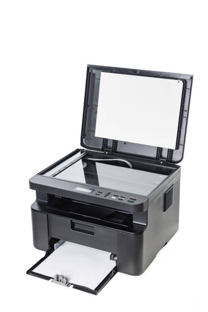 istock Compact laser home printer and scanner isolated on white background 1407125722