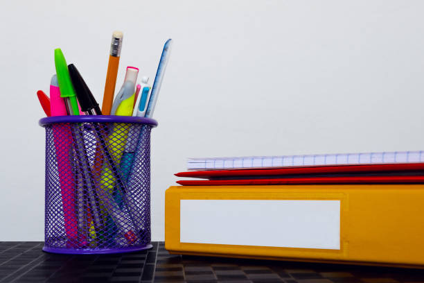 istock Stationary on white background with copy space 1407127720