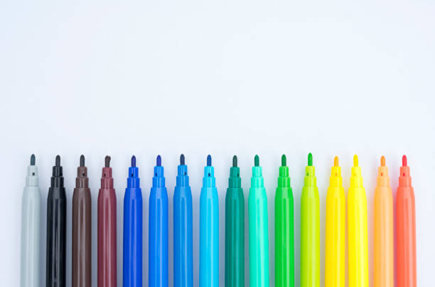 istock Colorful markers isolated on white background 1407128348