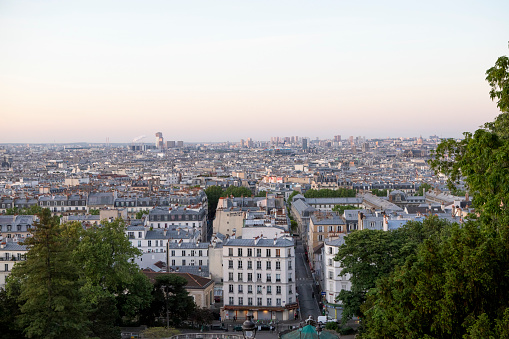 The Paris skyline, viewed from the summit of the butte Montmartre, the highest point in the city