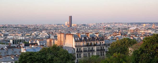 The Paris skyline, viewed from the summit of the butte Montmartre, the highest point in the city