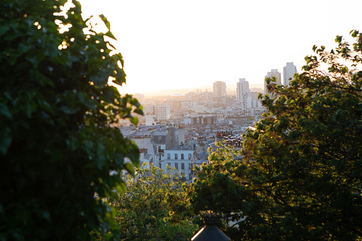 The Paris skyline, viewed from the summit of the butte Montmartre, the highest point in the city