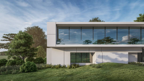 istock 3D rendering illustration of modern house 1407131957