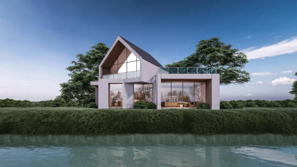 istock 3D rendering illustration of modern house 1407131977
