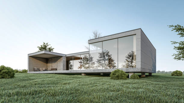 istock 3D rendering illustration of modern house 1407131979