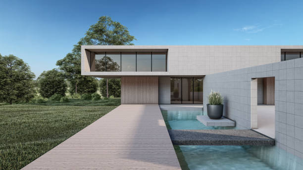 istock 3D rendering illustration of modern house 1407132012