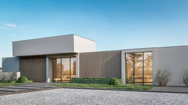 istock 3D rendering illustration of modern house 1407132024