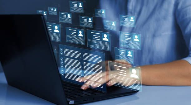 istock Business person working at laptop computer and digital documents with checkbox lists.Law regulation and compliance rules on virtual screen concept. 1407134778