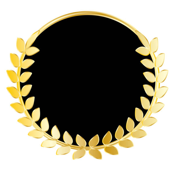 istock Black coat of arms with golden laurel wreath. Vector icon. 1407135690