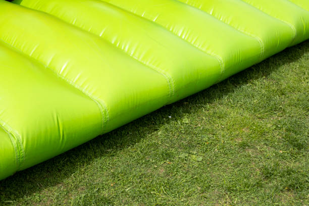 istock Inflatable design. Trampoline for jumping. Green material. Air three designs. 1407138721
