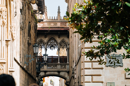 Street in gothic quarter in Barcelona.