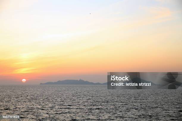 Lights And Colors Of The Sunset Over The Sea With The Silhouette Of The Islands Of The Archipelago Dif Marseille France Stock Photo - Download Image Now