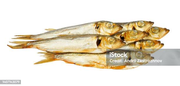 Smoked Herring Fish Cut Out On A White Background Stock Photo - Download Image Now - Grilled, Sardine, Color Image