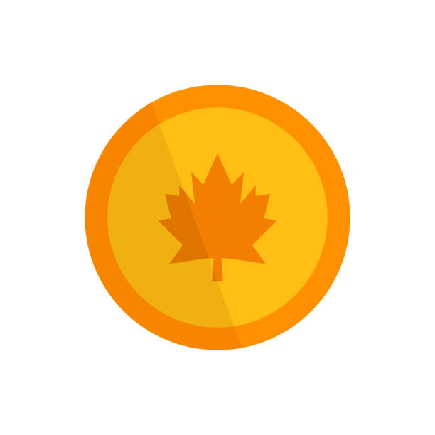 ilustrações de stock, clip art, desenhos animados e ícones de maple leaf gold coin. canadian coin. vector. - canadian flag maple leaf canada computer icon