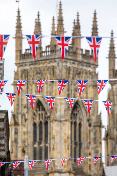 영국 요크시의 유니온 플래그 번팅 - british flag bunting flag english culture 뉴스 사진 이미지