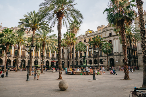 Plaza Real (Royal Square) in Barcelona, Catalonia, Spain