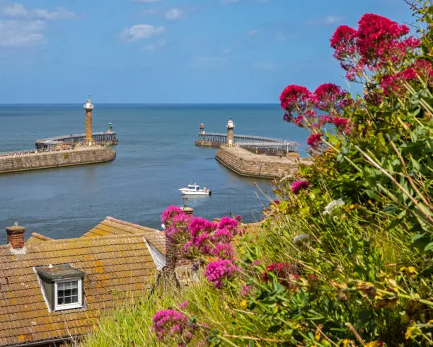 Photo of Whitby Harbour Lighthouses in North Yorkshire, UK