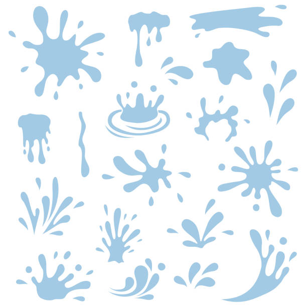 ilustraciones, imágenes clip art, dibujos animados e iconos de stock de conjunto vectorial de iconos de gota de agua sobre fondo blanco - splashing
