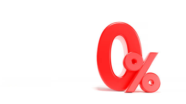 istock Zero percent off red 3d sign on white background 1407153084