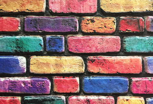 Multi colored brick wall background