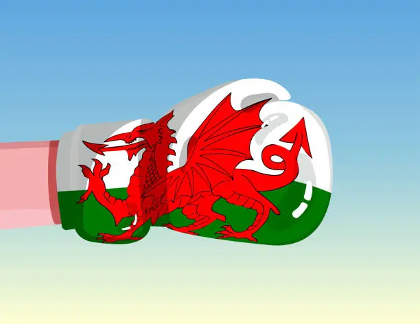 Vector illustration of Flag of Wales on boxing glove.