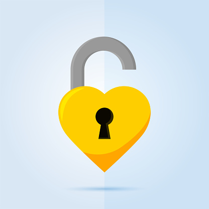 Love heart icon in the form of a padlock. separation and divorce. Vector illustration in HD very easy to make edits.