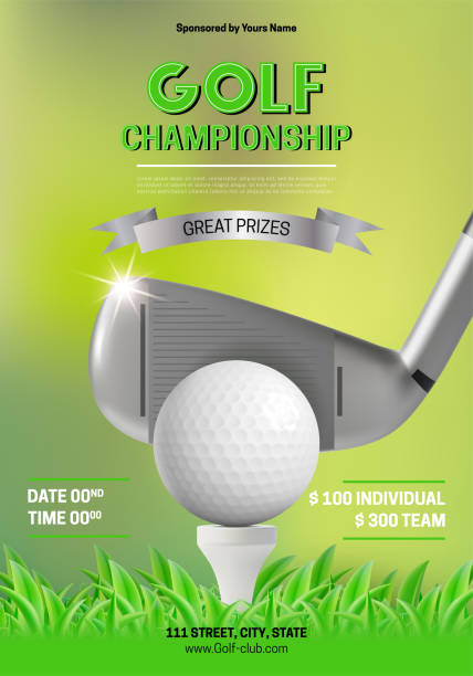 zaproszenie na plakat koncepcyjny klubu golfowego. wektor - golf club golf ball golf ball stock illustrations