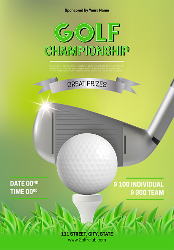Golf Club Concept Poster Card Invitation Template Sport Competition Championship. Vector illustration of Tournament Flyer Layout