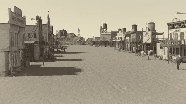 old wild west cowboy town - old dirt road imagens e fotografias de stock