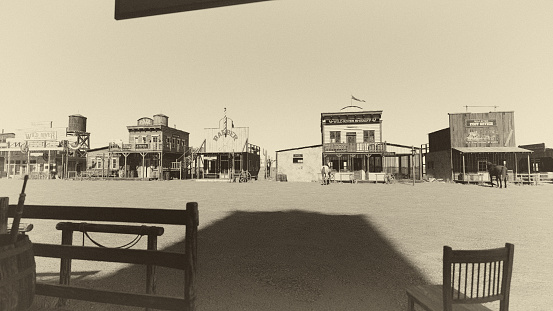 Old wild west cowboy town - 3D