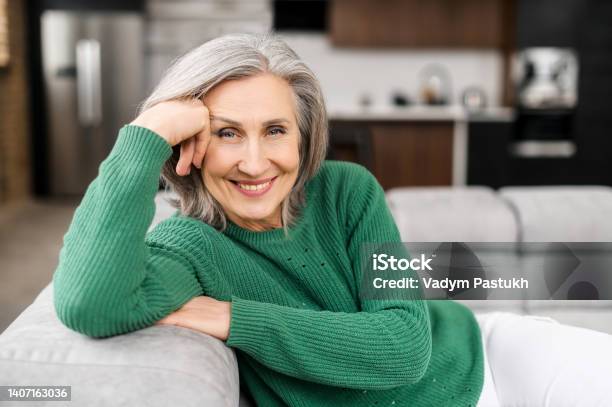 Beautiful Senior Woman At Home Stock Photo - Download Image Now - Mature Women, Women, One Woman Only