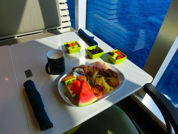 istock Dining Room Buffet aboard the abstract luxury cruise ship. 1407163157