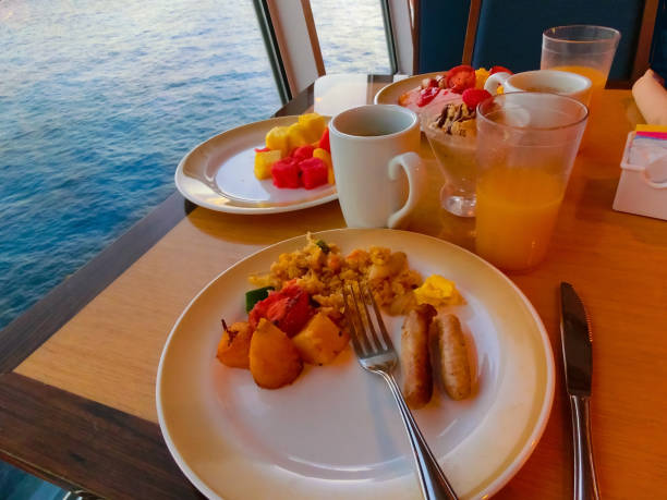 istock Dining Room Buffet aboard the abstract luxury cruise ship. 1407163180
