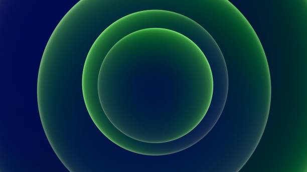 Elegant abstract modern neon light circle background in green and blue. Color concept 3D illustration for brand logo showcase and product sales templates of minimalist and modish hologram art style