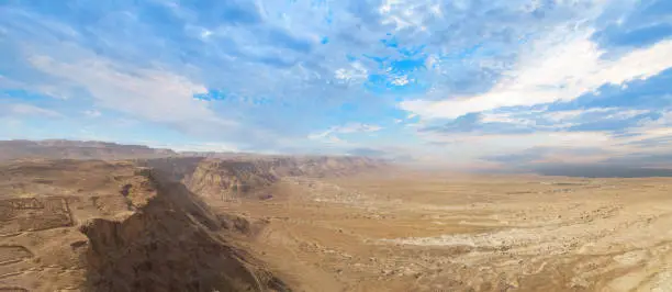 Israel Panoramic views  in National Park in Negev Judaean Desert near Dead Sea